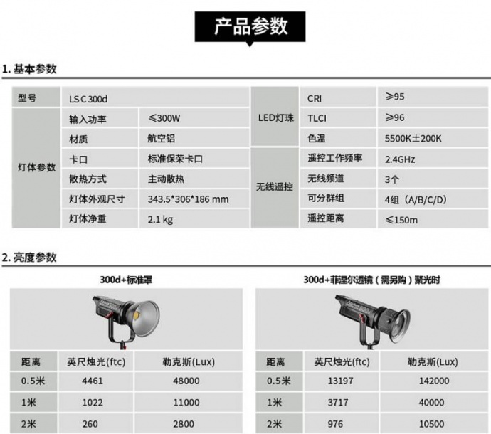 中国好灯光 爱图仕C300d 高亮142000LUX 轻巧便携 高显色 北京现货