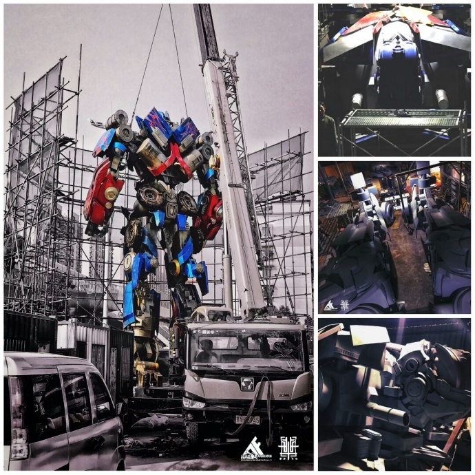 2017年影视特效制作公司华漫英雄在武汉搭建国内第一台全金属擎天柱1比1还原雕像！