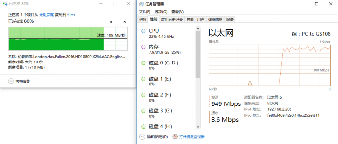 PCtoNAS的COPY速度,也可以跑满1G带宽 PCtoNAS的COPY速度,也可以跑满1G带宽
