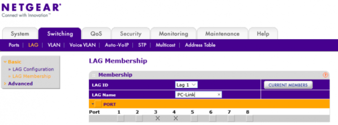 5)之后进入LAG Membership把PC网卡到交换机的口勾上 5)之后进入LAG Membership把PC网卡到交换机的口勾上
