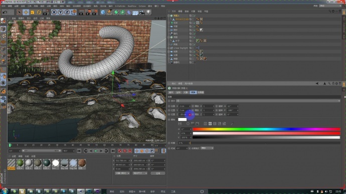 C4D自然场景制作渲染：墙面+地面
