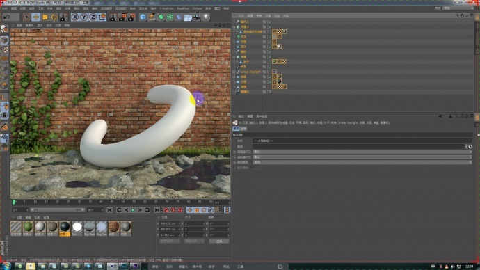 C4D自然场景制作渲染：墙面+地面