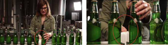 为了拍摄这部啤酒广告，他们把一千四百四十个瓶子做成了“手翻书”