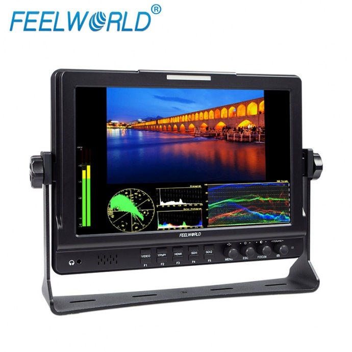 FEELWORLD富威德监视器FW1019 10.1寸双路3G-SDI高清监视器 带波形图、矢量图、直方图广播级摄影监视器 多路视频无缝切SDI监视器