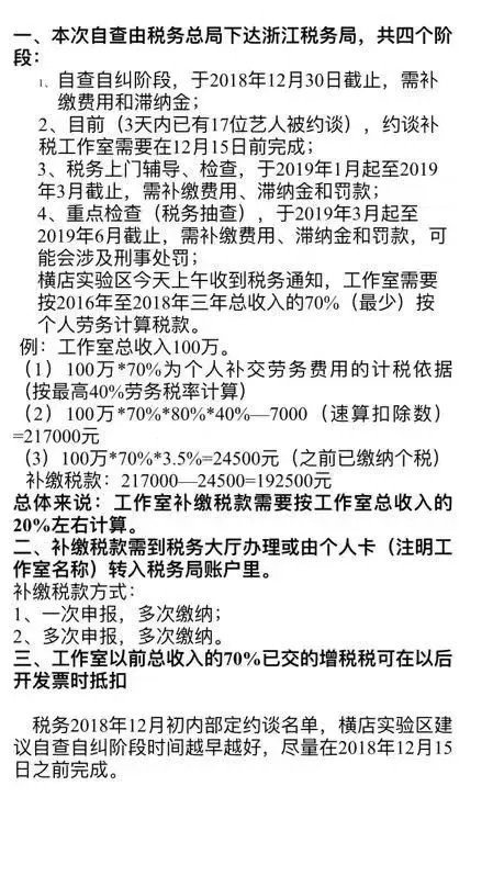 明星工作室需补缴三年税收?地方税务局:并无一刀切税收比例