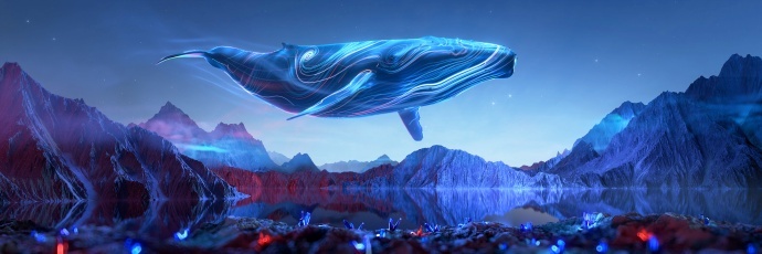 震撼视听——鲸鱼翱翔在湖山之境