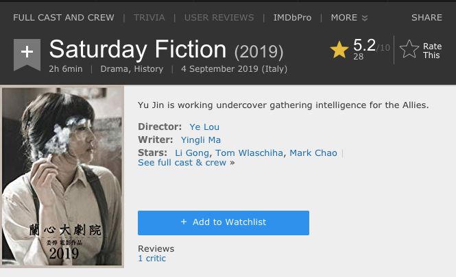  《兰心大剧院》扑街了？山一电影展发片单