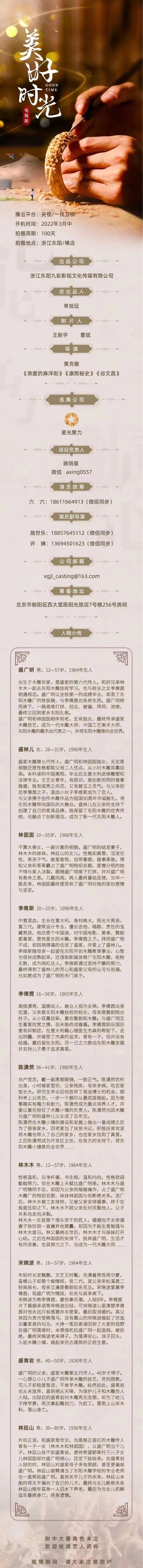 演员社群组讯007：《美好时光》、《神探之杀人游戏》演员招募